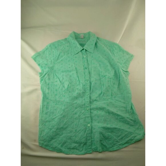 IZOD Large Womens Sleeveless Collared Button Down Mint Green Blouse - Picture 1 of 2